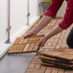 GoodHome Lempa Brown Acacia Clippable Deck Tile (L)0.3m (W)300mm (T)24mm, Pack Of 4 -Outdoor Garden Shop goodhome lempa brown acacia clippable deck tile l 0 3m w 300mm t 24mm pack of 45059340066035 02i