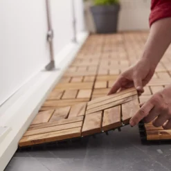 GoodHome Lempa Brown Acacia Clippable Deck Tile (L)0.3m (W)300mm (T)24mm, Pack Of 4 -Outdoor Garden Shop goodhome lempa brown acacia clippable deck tile l 0 3m w 300mm t 24mm pack of 45059340066035 03i