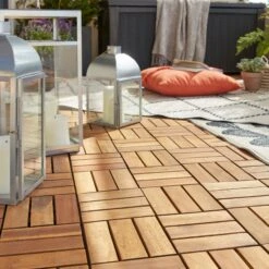 GoodHome Lempa Brown Acacia Clippable Deck Tile (L)0.3m (W)300mm (T)24mm, Pack Of 4 -Outdoor Garden Shop goodhome lempa brown acacia clippable deck tile l 0 3m w 300mm t 24mm pack of 45059340066035 10i bq