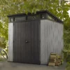 Keter Artisan 7x7 Ft Pent Tongue & Groove Grey Plastic Shed With Floor -Outdoor Garden Shop keter artisan 7x7 ft pent tongue groove grey plastic shed with floor7290106933989 14i bq