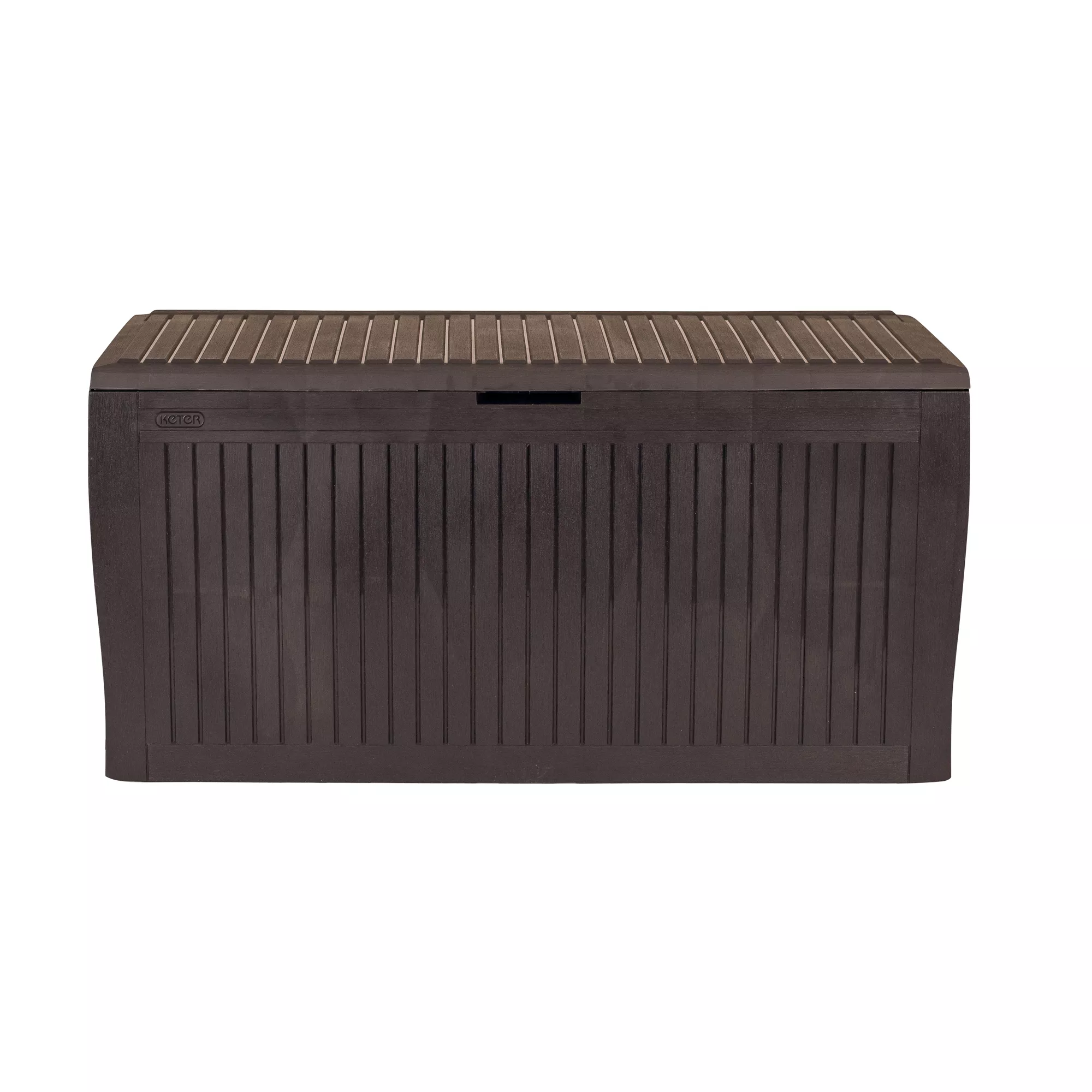 Keter Comfy Wood Effect Plastic Garden Storage Box 270L 4 Keter Comfy Wood Effect Plastic Garden Storage Box 270L - Image 2