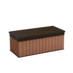 Keter Darwin Wood Effect 5x2 Garden Storage Bench Box 380L