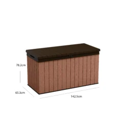 Keter Darwin Wood Effect 5x2 Garden Storage Bench Box 570L -Outdoor Garden Shop keter darwin wood effect 5x2 garden storage bench box 570l7290112636263 01t bq