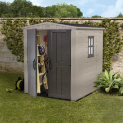 Keter Factor 6x6 Apex Beige Plastic Shed With Floor -Outdoor Garden Shop keter factor 6x6 apex beige plastic shed with floor7290103664930 01i