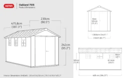 Keter Oakland 7515 Tongue & Groove Grey Plastic 2 Door 6 Windows Shed (Base Included) -Outdoor Garden Shop keter oakland 7515 tongue groove grey plastic 2 door 6 windows shed base included 7290112635020 01t BQ