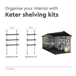 Keter Oakland 7515 Tongue & Groove Grey Plastic 2 Door 6 Windows Shed (Base Included) -Outdoor Garden Shop keter oakland 7515 tongue groove grey plastic 2 door 6 windows shed base included 7290112635020 45c BQ