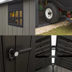 Keter Oakland 7515 Tongue & Groove Grey Plastic 2 Door 6 Windows Shed (Base Included) -Outdoor Garden Shop keter oakland 7515 tongue groove grey plastic 2 door 6 windows shed base included 7290112635020 47c BQ