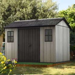Keter Oakland Apex Tongue & Groove Grey Plastic Shed With Floor -Outdoor Garden Shop keter oakland apex tongue groove grey plastic shed with floor7290106934139 01i bq