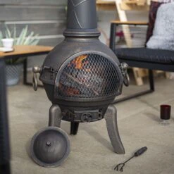 La Hacienda Cuba Cast Iron & Steel Chiminea -Outdoor Garden Shop la hacienda cuba cast iron steel chiminea5055025560270 02i bq