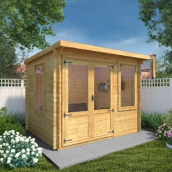 Mercia 10x8 Pent Tongue & Groove Cabin With Double Door -Outdoor Garden Shop mercia 10x8 pent tongue groove cabin with double door5029442002446 01i bq