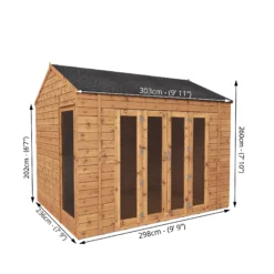 Mercia 10x8 Reverse Apex Tongue & Groove Summer House With Bi-fold Door -Outdoor Garden Shop mercia 10x8 reverse apex tongue groove summer house with bi fold door5029442089737 01t BQ