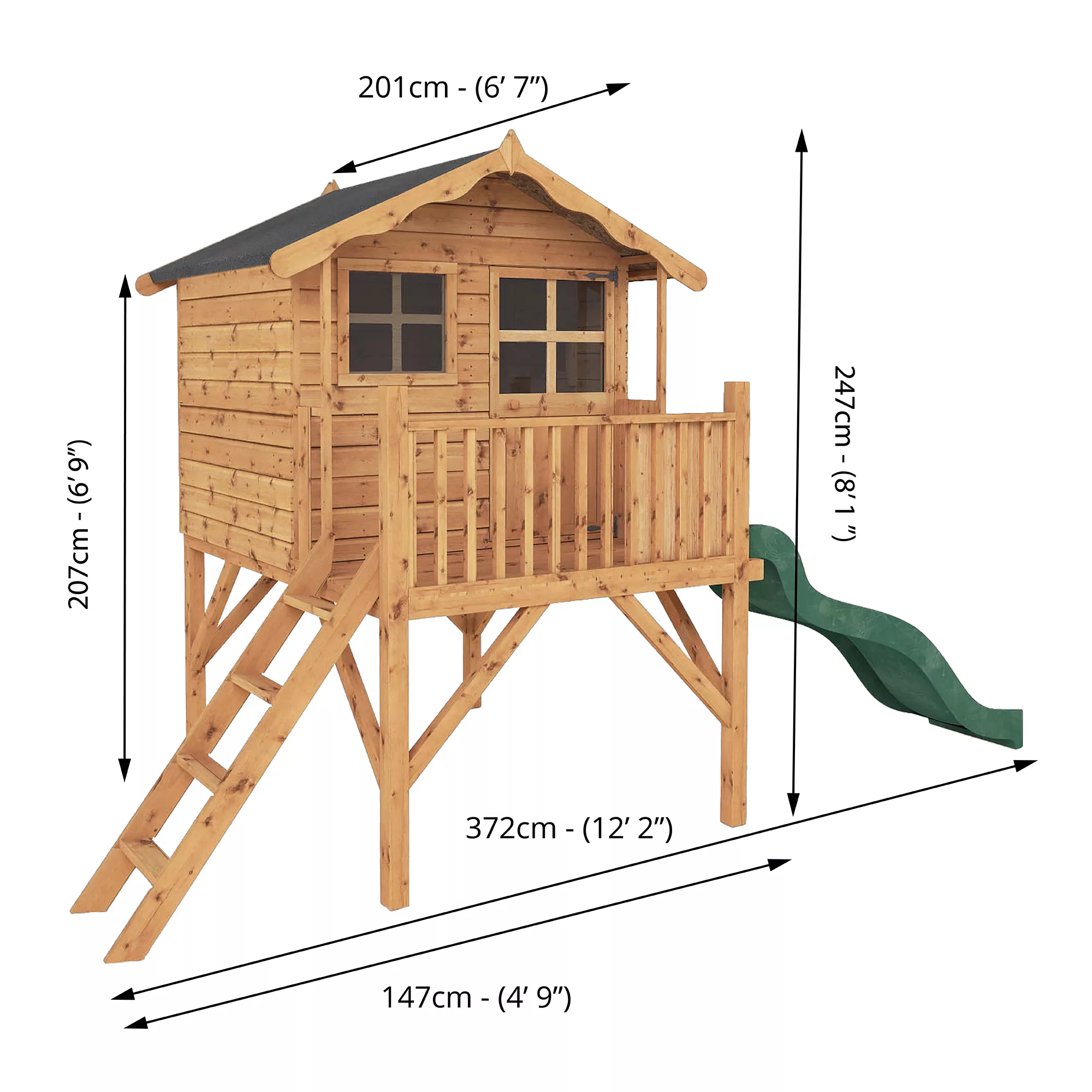 Mercia 12x6 Poppy Apex Shiplap Tower Slide Playhouse - Assembly Service Included 4 Mercia 12x6 Poppy Apex Shiplap Tower Slide Playhouse - Assembly Service Included - Image 2