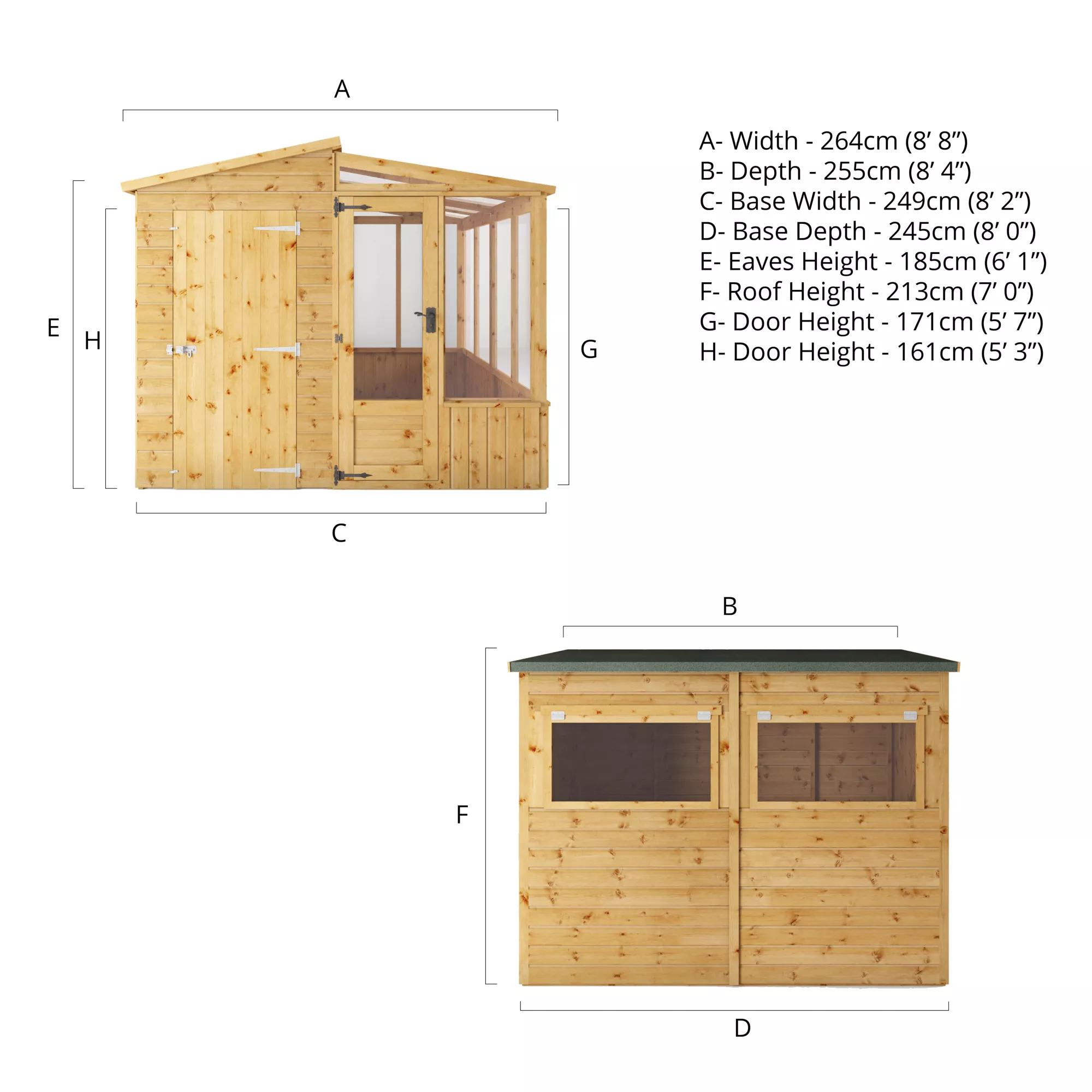 Mercia 8x8 Pent Greenhouse Combi Shed - Assembly Required 9 Mercia 8x8 Pent Greenhouse Combi Shed - Assembly Required - Image 7