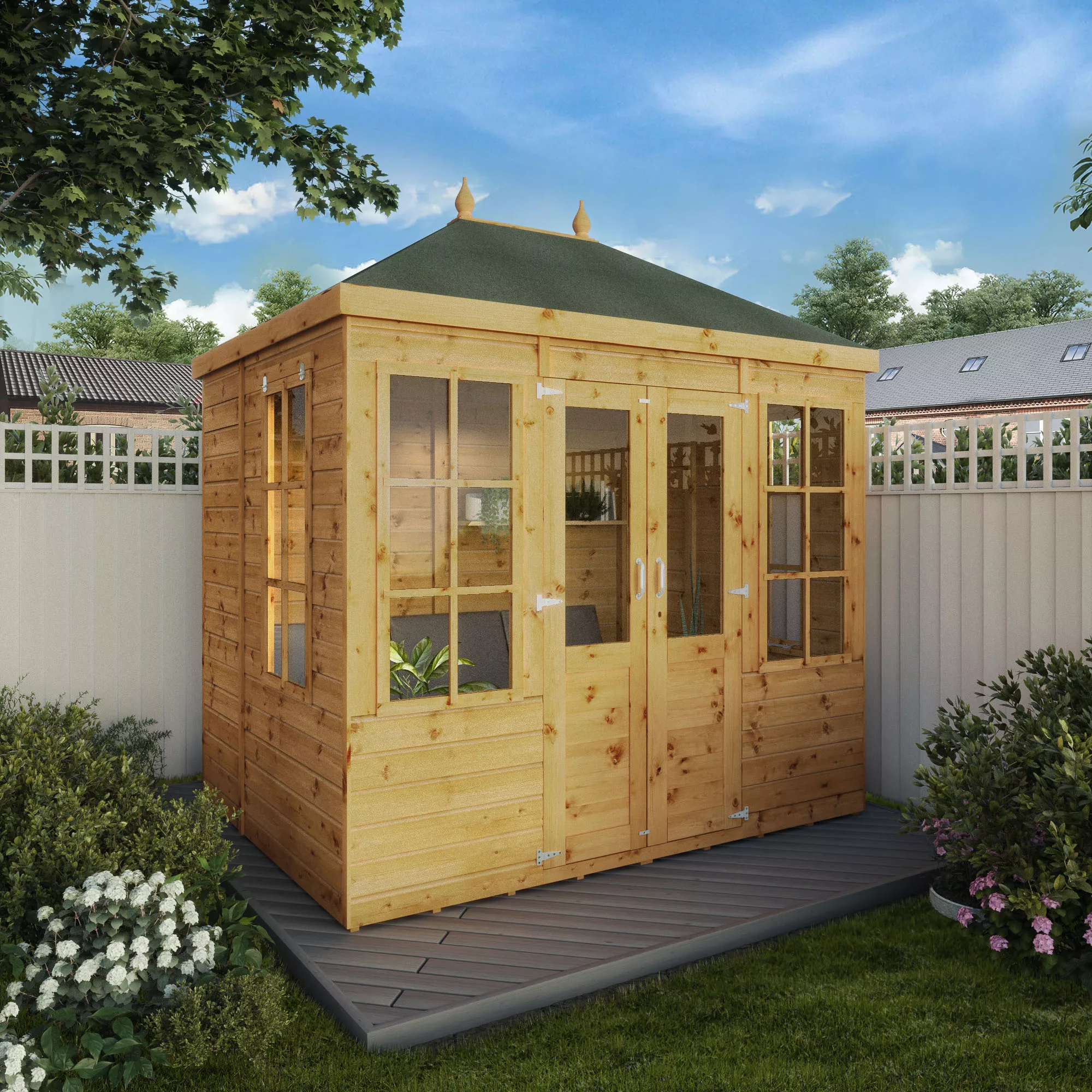 Mercia Clover 8x6 Ft Hip Shiplap Wooden Summer House With Double Door 3 Mercia Clover 8x6 Ft Hip Shiplap Wooden Summer House With Double Door