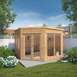 Mercia Corner 9x9 Ft Flat Shiplap Wooden Summer House With Double Door -Outdoor Garden Shop mercia corner 9x9 ft flat shiplap wooden summer house with double door5029442088563 01i