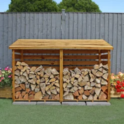 Mercia Double Wooden Log Store -Outdoor Garden Shop mercia double wooden log store5029442012629 02c