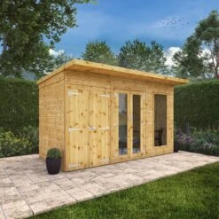 Mercia Maine 12x6 Ft Pent Shiplap Wooden Summer House With Double Door -Outdoor Garden Shop mercia maine 12x6 ft pent shiplap wooden summer house with double door5029442008905 01i
