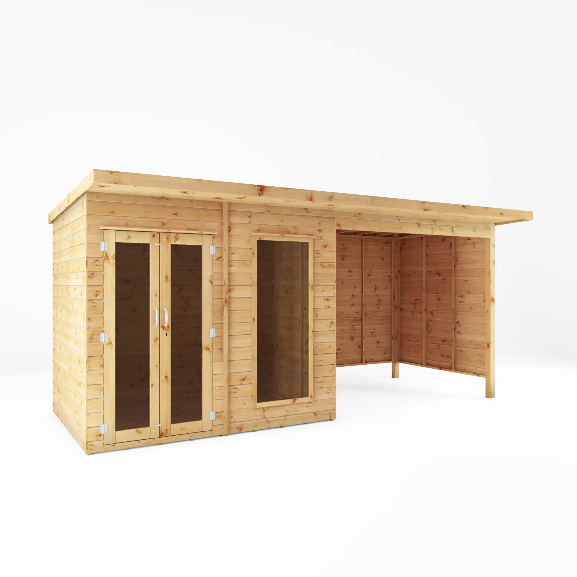 Mercia Maine 16x6 Ft Pent Shiplap Wooden Summer House With Double Door 4 Mercia Maine 16x6 Ft Pent Shiplap Wooden Summer House With Double Door - Image 2