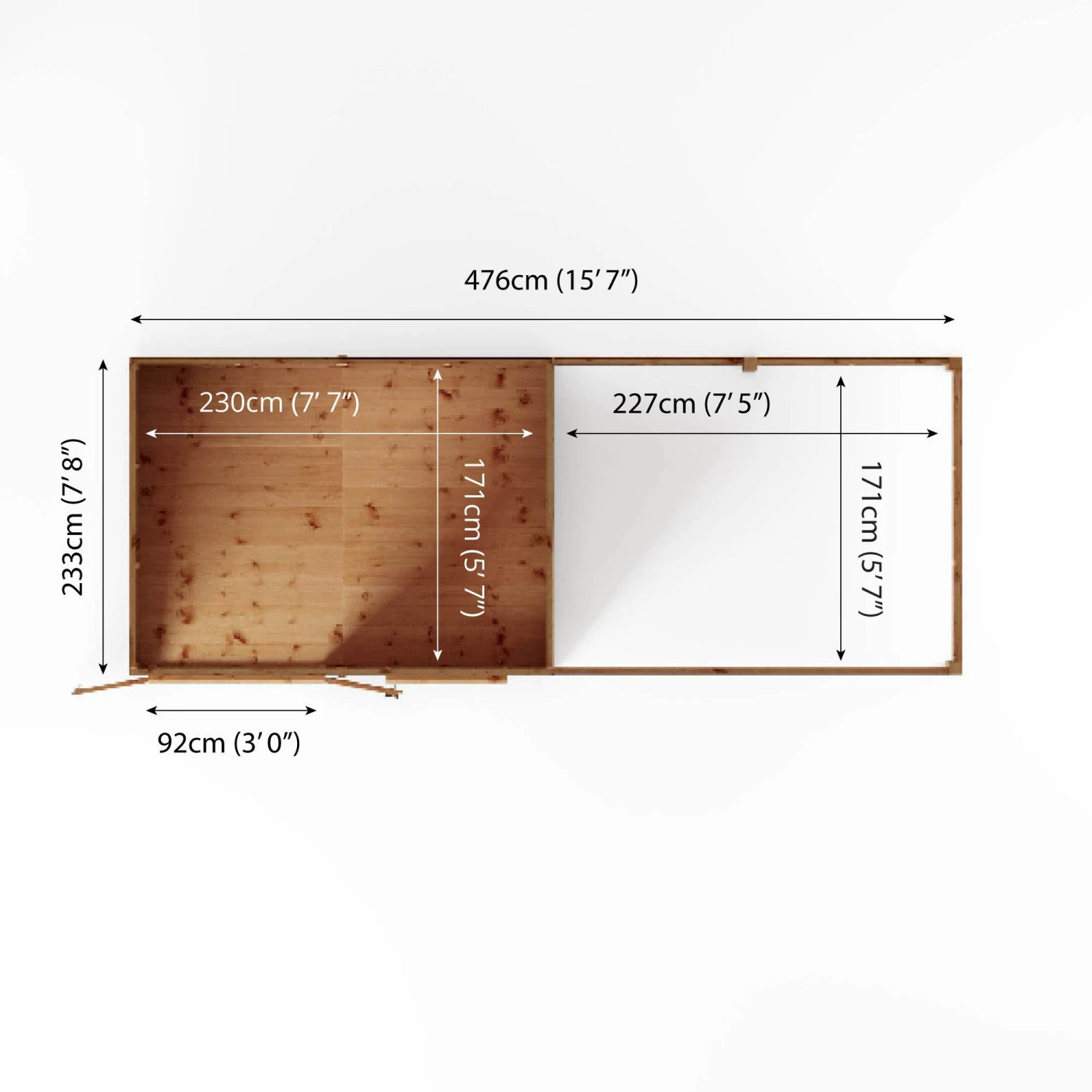 Mercia Maine 16x6 Ft Pent Shiplap Wooden Summer House With Double Door 11 Mercia Maine 16x6 Ft Pent Shiplap Wooden Summer House With Double Door - Image 9