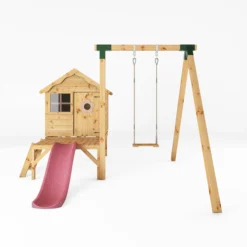 Mercia Snug Wooden Swing Set & Slide -Outdoor Garden Shop mercia snug wooden swing set slide5029442008264 02c