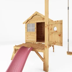 Mercia Snug Wooden Swing Set & Slide -Outdoor Garden Shop mercia snug wooden swing set slide5029442008264 02i