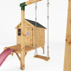 Mercia Snug Wooden Swing Set & Slide -Outdoor Garden Shop mercia snug wooden swing set slide5029442008264 05c