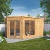 Mercia Summer House 13x9 Ft Pent Shiplap Solid Wood Summer House With Double Door