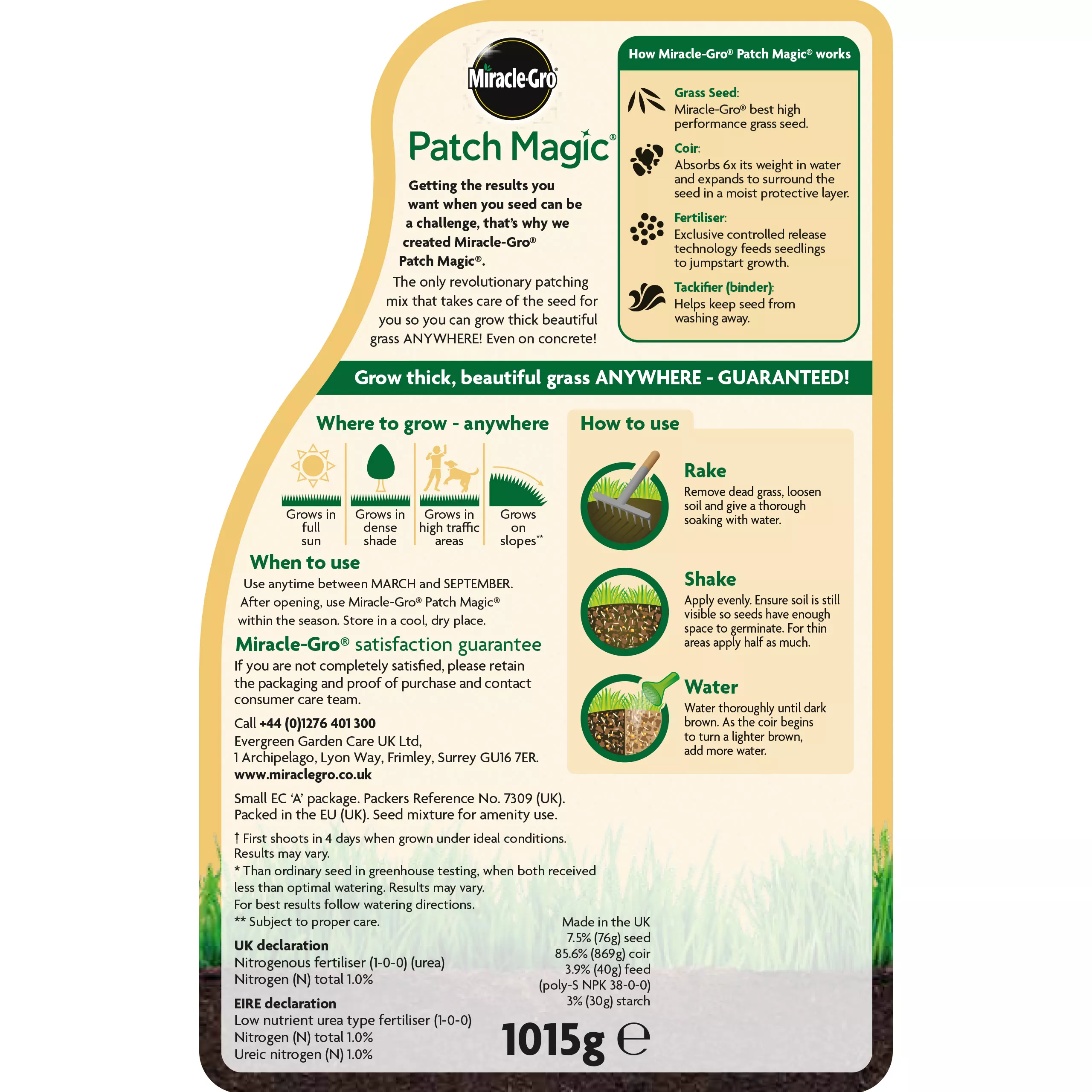 Miracle-Gro Patch Magic Lawn Patch Repairer 13m² 1L 1kg 4 Miracle-Gro Patch Magic Lawn Patch Repairer 13m² 1L 1kg - Image 2