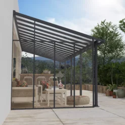 Palram - Canopia 3 Series Grey Patio Cover Side Wall, (L)2.57m (H)3.05m -Outdoor Garden Shop palram canopia 3 series grey patio cover side wall l 2 57m h 3 05m7290108137217 03i bq