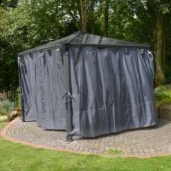 Palram - Canopia 4K Series Grey Polyester (PES) Gazebo Curtain, Pack Of 6 (L)2170mm (W)4010mm -Outdoor Garden Shop palram canopia 4k series grey polyester pes gazebo curtain pack of 6 l 2170mm w 4010mm7290108133714 01i