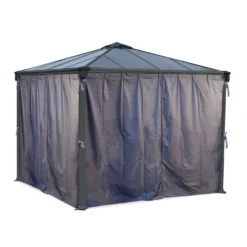 Palram - Canopia 4K Series Grey Polyester (PES) Gazebo Curtain, Pack Of 6 (L)2170mm (W)4010mm -Outdoor Garden Shop palram canopia 4k series grey polyester pes gazebo curtain pack of 6 l 2170mm w 4010mm7290108133714 04c