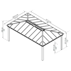Palram - Canopia Dallas Grey Rectangular Gazebo, (W)6.12m (D)3.64m - Assembly Required -Outdoor Garden Shop palram canopia dallas grey rectangular gazebo w 6 12m d 3 64m assembly required7290108601954 01t bq