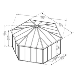Palram - Canopia Garda Grey Hexagonal Gazebo, (W)5.17m (D)5.95m - Assembly Required -Outdoor Garden Shop palram canopia garda grey hexagonal gazebo w 5 17m d 5 95m assembly required7290108137040 01t bq