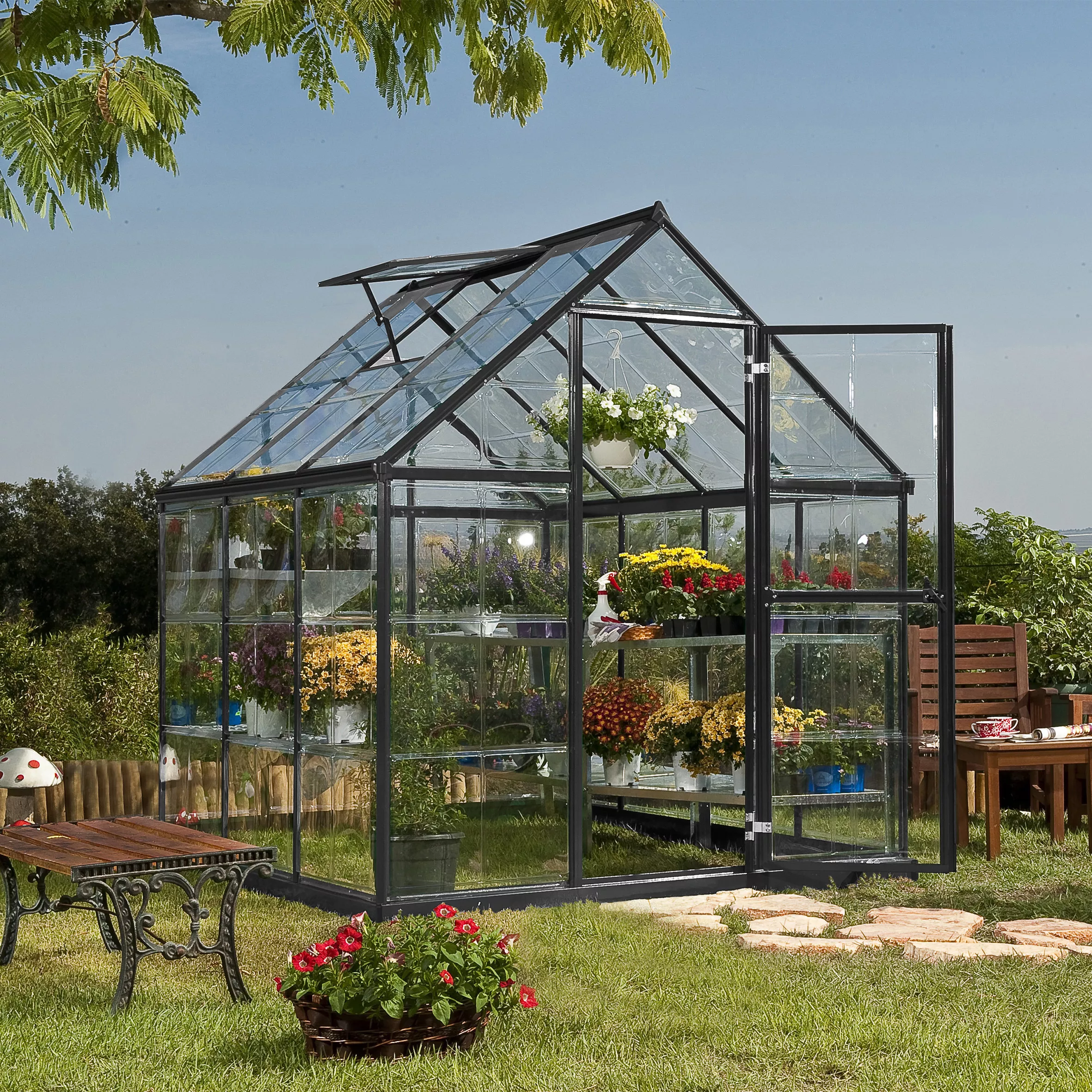 Palram - Canopia Harmony Grey 6X6 Greenhouse 3 Palram - Canopia Harmony Grey 6X6 Greenhouse