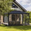 Palram - Canopia Ledro Grey Rectangular Gazebo, (W)4.3m (D)2.96m - Assembly Required -Outdoor Garden Shop palram canopia ledro grey rectangular gazebo w 4 3m d 2 96m assembly required7290108139648 02i bq
