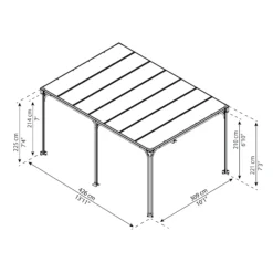 Palram - Canopia Milano Grey Rectangular Gazebo, (W)4.26m (D)3.09m - Assembly Required -Outdoor Garden Shop palram canopia milano grey rectangular gazebo w 4 26m d 3 09m assembly required7290108136241 01t bq