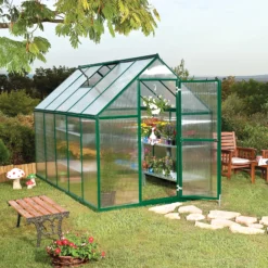 Palram - Canopia Mythos Green 6X10 Greenhouse -Outdoor Garden Shop palram canopia mythos green 6x10 greenhouse7290103110956 02i BQ