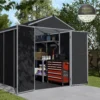 Palram - Canopia Rubicon 6x12 Apex Dark Grey Plastic Shed With Floor -Outdoor Garden Shop palram canopia rubicon 6x12 apex dark grey plastic shed with floor7290108603422 01i BQ