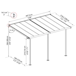 Palram - Canopia Sierra Grey Non-retractable Awning, (L)4.48m (H)3m (W)2.28m -Outdoor Garden Shop palram canopia sierra grey non retractable awning l 4 48m h 3m w 2 28m7290108138535 01t bq