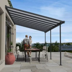 Palram - Canopia Sierra Grey Non-retractable Awning, (L)5.55m (H)3.05m (W)2.99m -Outdoor Garden Shop palram canopia sierra grey non retractable awning l 5 55m h 3 05m w 2 99m7290108130317 02i bq