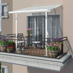 Palram - Canopia Sierra White Non-retractable Awning, (L)2.25m (H)3m (W)2.25m -Outdoor Garden Shop palram canopia sierra white non retractable awning l 2 25m h 3m w 2 25m7290108131314 03i bq