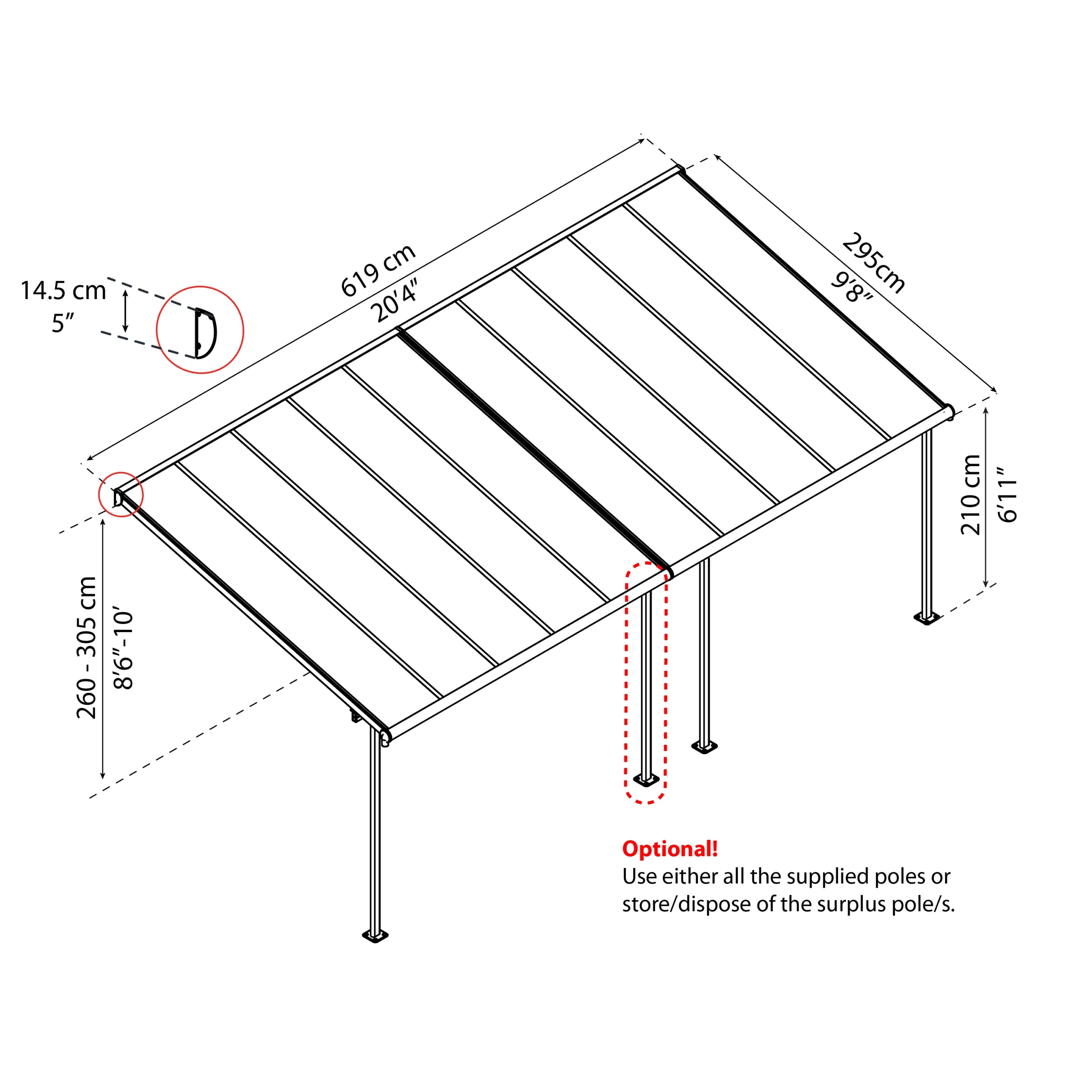 Palram - Canopia Sierra White Non-retractable Awning, (L)6.19m (H)3.05m (W)2.99m 11 Palram - Canopia Sierra White Non-retractable Awning, (L)6.19m (H)3.05m (W)2.99m - Image 9