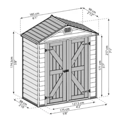 Palram - Canopia Skylight 6x3 Apex Tan Plastic Shed With Floor -Outdoor Garden Shop palram canopia skylight 6x3 apex tan plastic shed with floor7290108131123 01t BQ