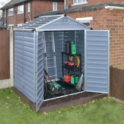 Palram - Canopia Skylight 6x5 Apex Dark Grey Plastic Shed With Floor -Outdoor Garden Shop palram canopia skylight 6x5 apex dark grey plastic shed with floor7290103123482 02i BQ