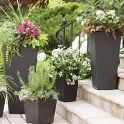 Primeur Sonata Pewter Plain Square Plant Pot (Dia)35cm -Outdoor Garden Shop primeur sonata pewter plain square plant pot dia 35cm5907736265442 01i bq