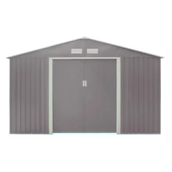 Rowlinson Trentvale 10x8 Apex Light Grey Metal Shed -Outdoor Garden Shop rowlinson trentvale 10x8 apex light grey metal shed5013856206231 02c bq