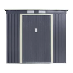 Rowlinson Trentvale 6x4 Pent Dark Grey Metal Shed -Outdoor Garden Shop rowlinson trentvale 6x4 pent dark grey metal shed5013856206200 02c bq