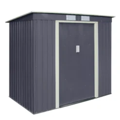 Rowlinson Trentvale 6x4 Pent Dark Grey Metal Shed -Outdoor Garden Shop rowlinson trentvale 6x4 pent dark grey metal shed5013856206200 03c bq