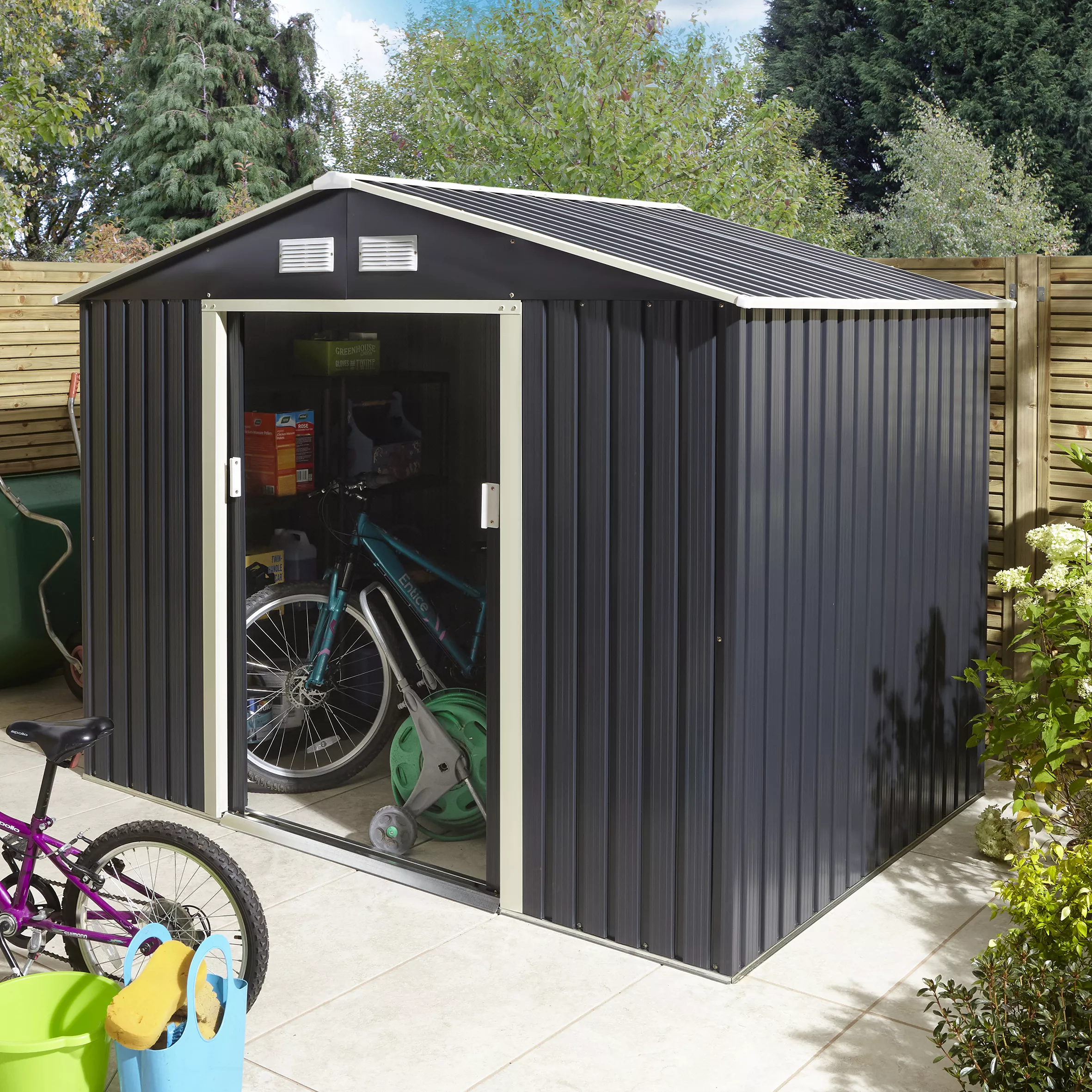 Rowlinson Trentvale 8x6 Apex Dark Grey Metal Shed 5 Rowlinson Trentvale 8x6 Apex Dark Grey Metal Shed - Image 3
