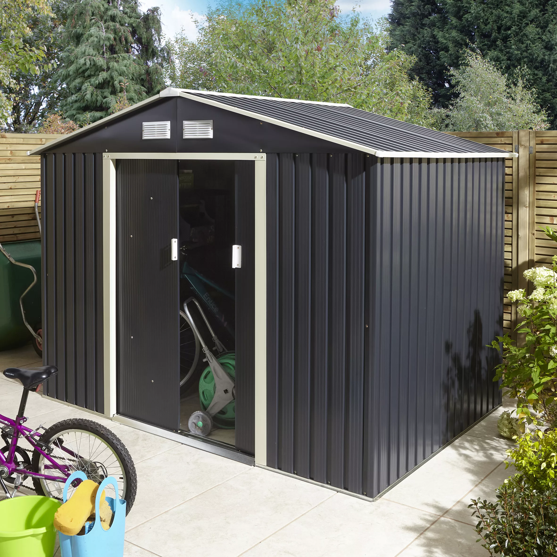 Rowlinson Trentvale 8x6 Apex Dark Grey Metal Shed 10 Rowlinson Trentvale 8x6 Apex Dark Grey Metal Shed - Image 8